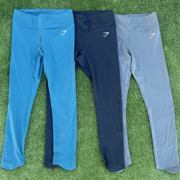Gymshark Women Leggings Set of 3 Small Blue Black Gray High Stretch Yoga & Gym - Picture 3 of 4